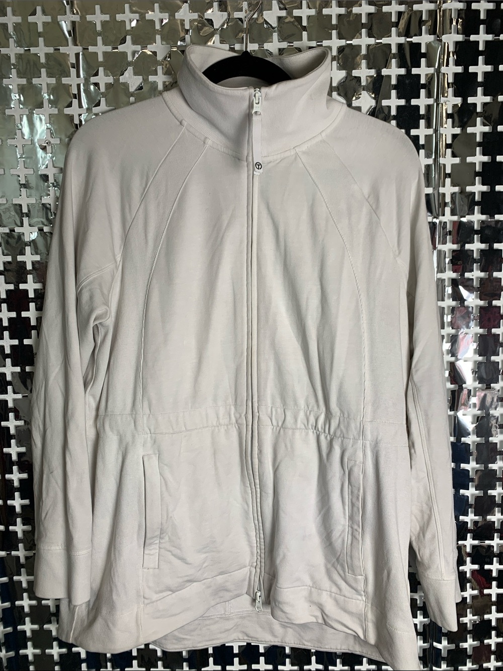 Women's Knit Zip-Up Utility Jacket- Cream